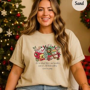 Handmade Gilmore Girls Christmas Short Sleeve Tee with Festive Print